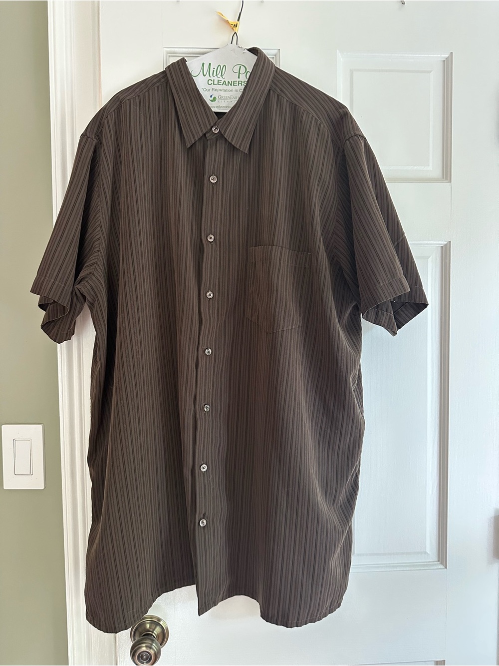 jf j.ferrar Brown Pinstripe Short-Sleeve Button-Down Shirt